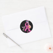 Kolibrie Bloem Roze Lint Borstkanker Aware Ronde Sticker (Envelop)