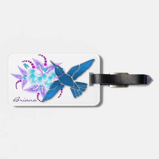 Kolibrie Bloemen Art Deco Bagagelabel (Achterkant horizontaal)
