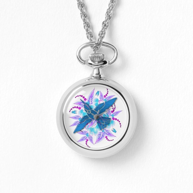 Kolibrie Bloemen Art Deco Horloge (Voorkant)