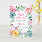 Kolibrie Bloemen Zuster Happy Moederdag Kaart (Gele Bloem)