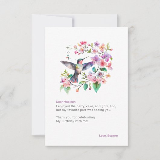 Kolibrie Bloemenkrans  Bedankkaart (Voorkant)
