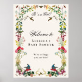 Kolibrie Bloementuin Baby Shower Welkom Poster (Voorkant)