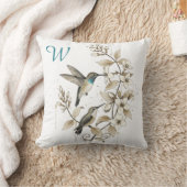 Kolibrie Bloemige Monogram Initiaal Decoratie Kussen (Deken)