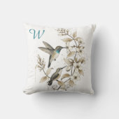 Kolibrie Bloemige Monogram Initiaal Decoratie Kussen (Voorkant)