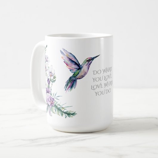 Kolibrie Bloemige Waterverf Koffiemok (Voorkant links)