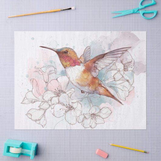 Kolibrie Bloemlijn Aquarel Tissuepapier (Craft)