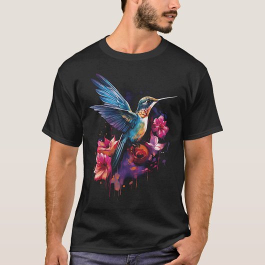 Kolibrie Bloemvogel T-shirt (Voorkant)
