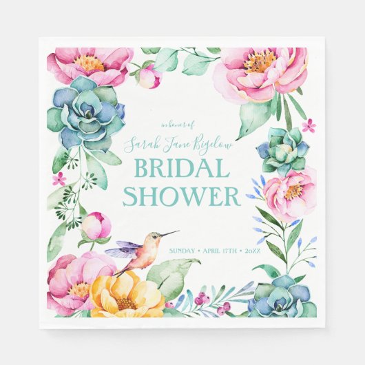 Kolibrie Boho Bruidsfeestje Servet (Voorkant)
