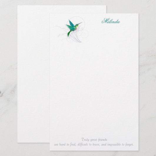 Kolibrie briefpapier (Voorkant / Achterkant)