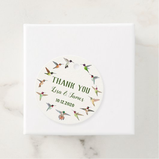 Kolibrie bruiloft bedankjes labels (In situ)