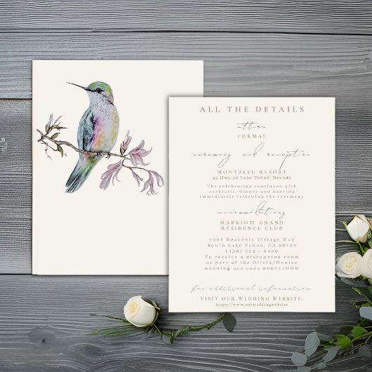 kolibrie bruiloft details behuizing Kaarten