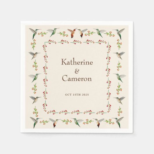 Kolibrie bruiloft servet (Voorkant)