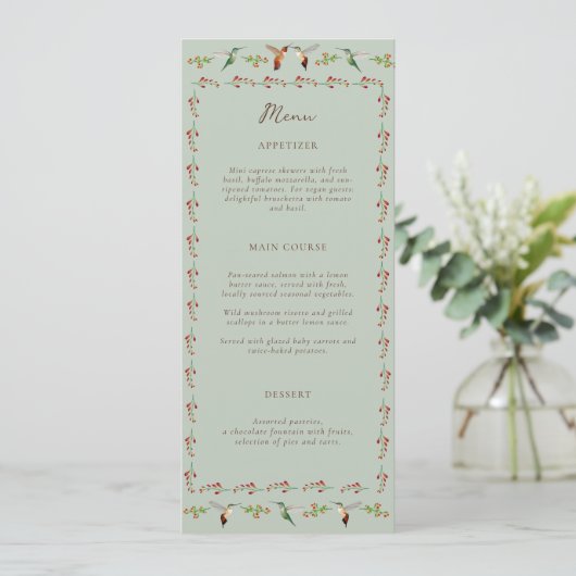Kolibrie Bruiloftsmenu Menu (Staand voorkant)