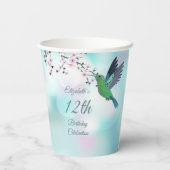Kolibrie Cherry Blossom | Verjaardag van het meisj Papieren Bekers (Achterkant)
