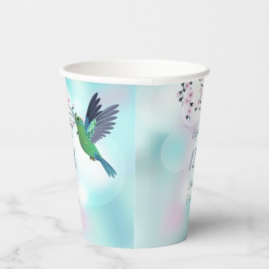 Kolibrie Cherry Blossom | Verjaardag van het meisj Papieren Bekers (Rechts)