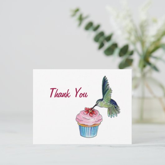 Kolibrie Cupcake Liefde Briefkaart (Staand voorkant)