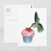 Kolibrie Cupcake Liefde Briefkaart (Voorkant / Achterkant)