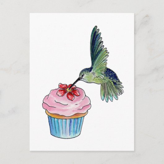 Kolibrie Cupcake Liefde Briefkaart (Voorkant)