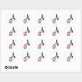Kolibrie Cupcake Liefde Ronde Sticker (Vel)