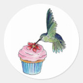 Kolibrie Cupcake Liefde Ronde Sticker (Voorkant)