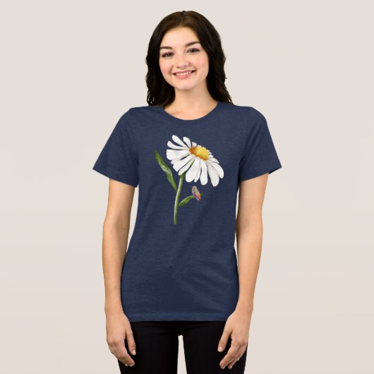 Kolibrie & Daisy Tri-Blend Shirt (Voorkant volledig)