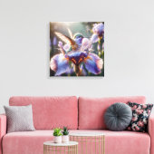 kolibrie die in een iris spat canvas afdruk (Insitu (Woonkamer))