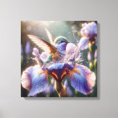 kolibrie die in een iris spat canvas afdruk (Voorkant)