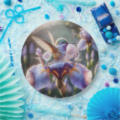 kolibrie die in een iris spat papieren bordje (Feest)