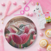 kolibrie die in een tulp spat papieren bordje (Feest)