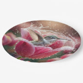 kolibrie die in een tulp spat papieren bordje (Gekanteld)