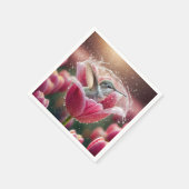 kolibrie die in een tulp spat servet (Hoek)