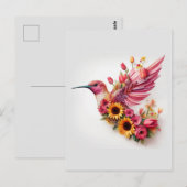 Kolibrie die met bloemen vliegt briefkaart (Voorkant / Achterkant)