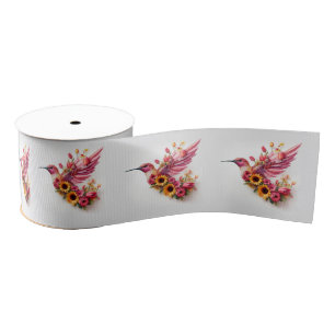 Kolibrie die met bloemen vliegt grosgrain lint