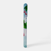 Kolibrie die vliegt in bloementuin iPhone 16 hoesje (Rechterkant)
