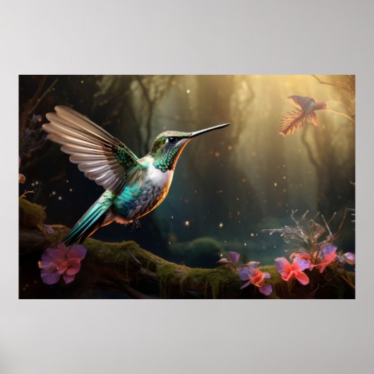 Kolibrie Dierenvogel Vogel Wilderness Art Poster (Voorkant)