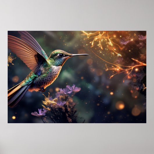 Kolibrie Dierenvogel Vogel Wilderness Art Poster (Voorkant)