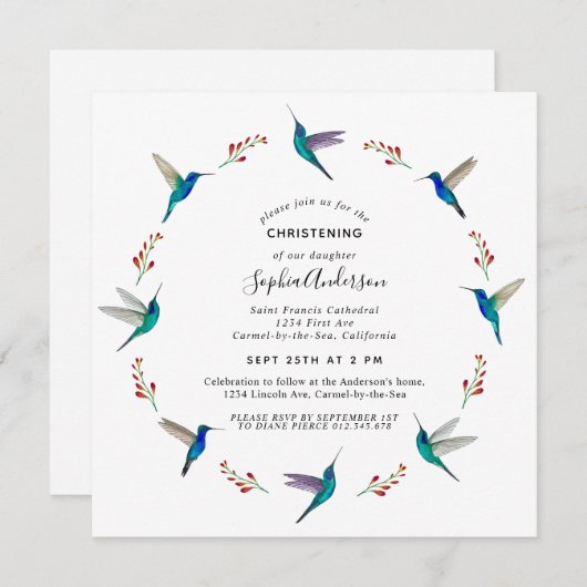 kolibrie-doop aankondiging (Voorkant / Achterkant)