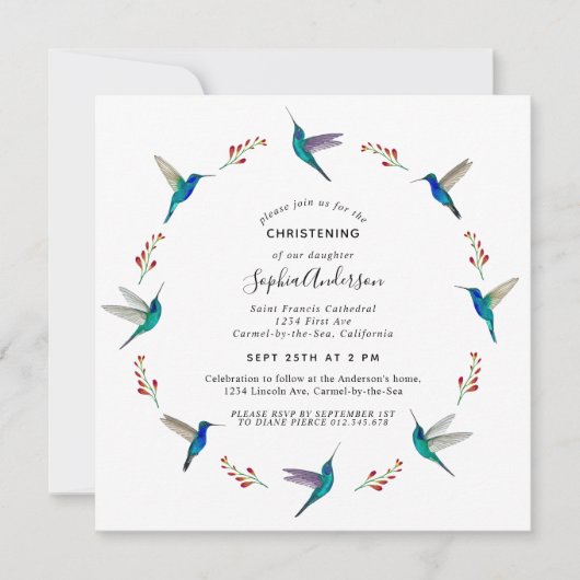 kolibrie-doop aankondiging (Voorkant)