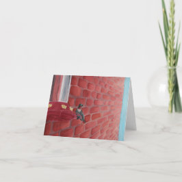 Kolibrie door een bakstenen muur: Wenskaart 4 "x5. Feestdagen Kaart
