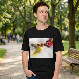 Kolibrie drinkend van Roze Bloem Aquarel T-shirt