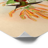 kolibrie Druk Oranje bloemen af Poster (Hoek)