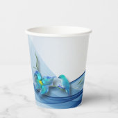Kolibrie en blauwe golf Verjaardag papieren bekers (Voorkant)