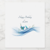 Kolibrie en blauwe golf Verjaardag wijn labels Wijn Etiket (Enkel label)