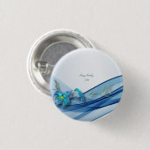 Kolibrie en blauwe golf Verjaardagsknoppen Ronde Button 3,2 Cm (Voorkant /achterkant)