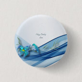 Kolibrie en blauwe golf Verjaardagsknoppen Ronde Button 3,2 Cm (Voorkant)