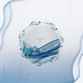 Kolibrie en blauwe golf Verjaardagsknoppen Ronde Button 3,2 Cm