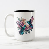Kolibrie en bloem Groot Tweekleurige Koffiemok (Links)