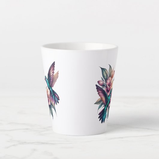 Kolibrie en bloem latte mok (Voorkant)