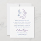 Kolibrie en Bloem Sympathie Dank u kaart (Voorkant)