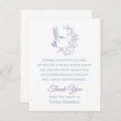 Kolibrie en Bloem Sympathie Dank u kaart (Voorkant / Achterkant)